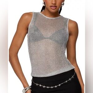 Lioness Shimmering Silver Tank Top